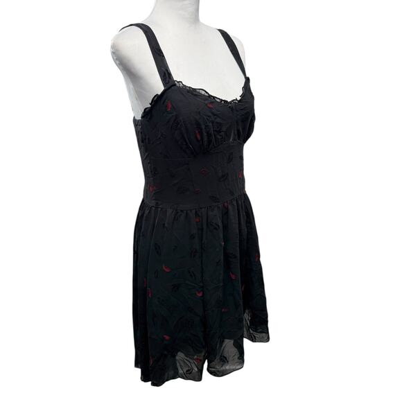 Tripp NYC Feather Mini Dress Gothic Romantic Sweetheart Neck Babydoll Small Y2K - Picture 4 of 10